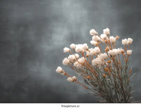 Delicate White Flowers Bouquet Against a Grey Background