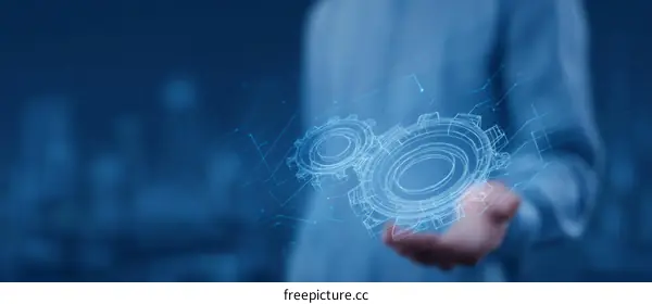 Hand Showing Digital Gear Technology Concept