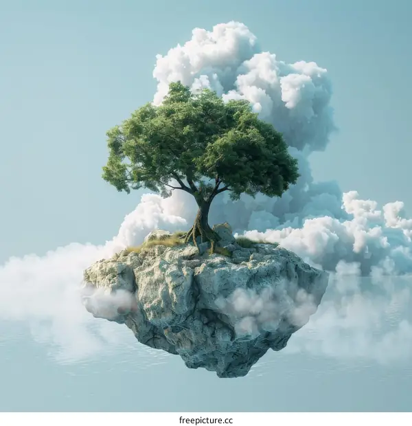 Floating Island with a Tree in the Sky