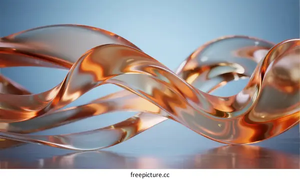 Abstract Orange Glass Waves with Smooth Curved Lines