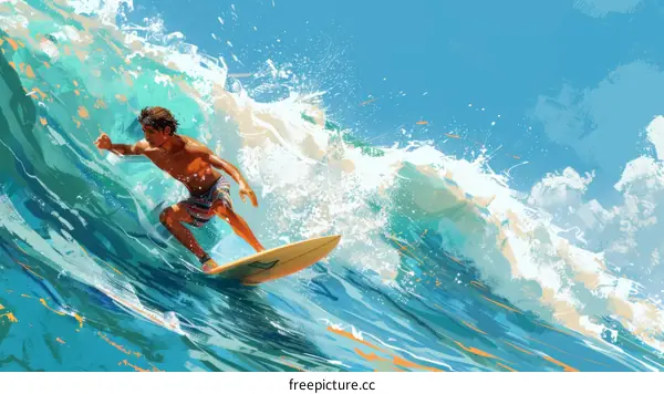 man surfing in the high waves of the ocean