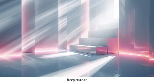 Minimalist Pink and White Stage Backdrop for Product Presentation
