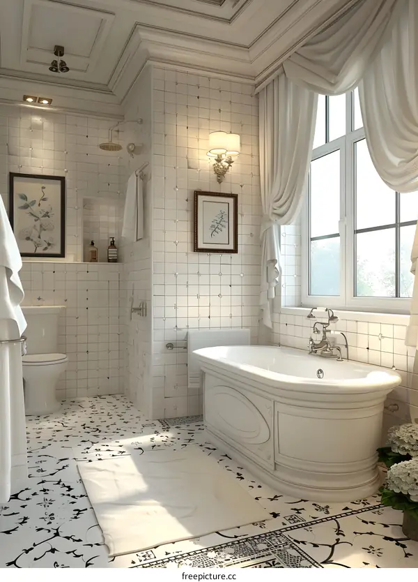 Black and white bathroom design renderings