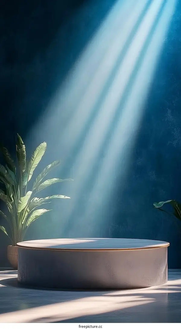 Empty Display Podium with Sunlight Rays