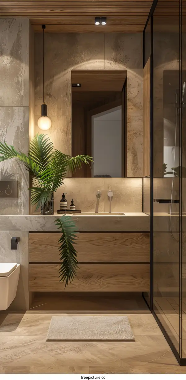 Modern Minimalist Wooden Bathroom Design