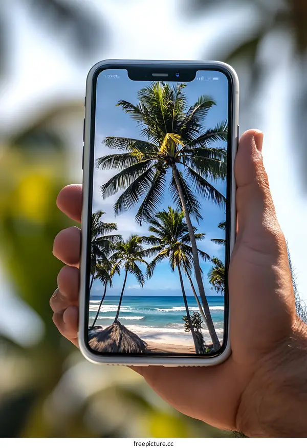 Palm Trees on a Beach Phone Screen