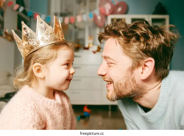 Father and Daughter Playful Celebration
