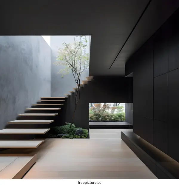 Modern Interior Design with Minimalist Staircase and Natural Light