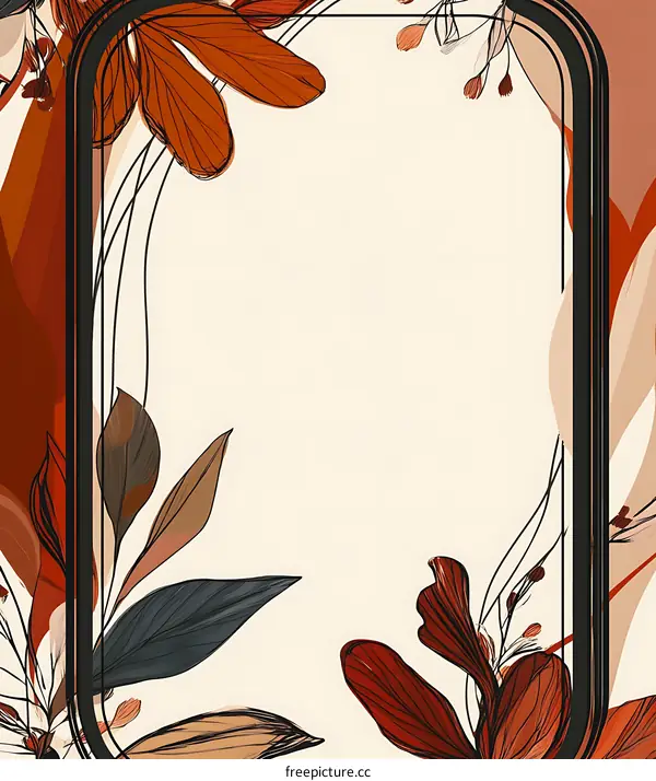 Abstract Floral Frame With Beige Background