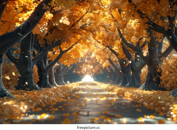 Autumn Woods Walking Path