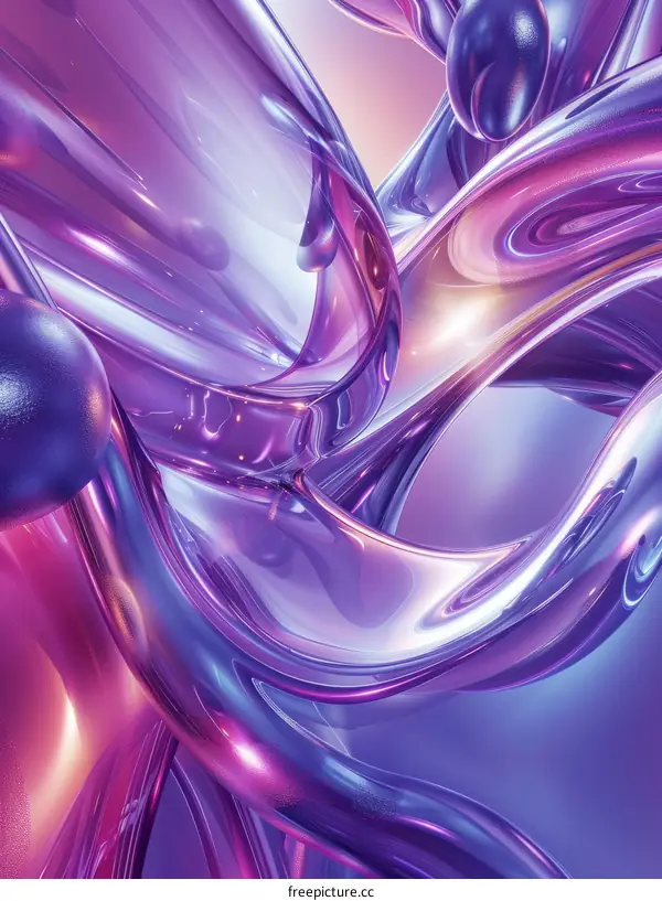 Colorful 3D rendering of intertwined glossy shapes