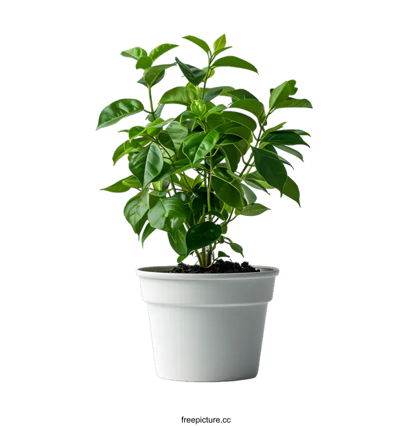 [Transparent Background PNG]Green Plant in White Pot on White Background