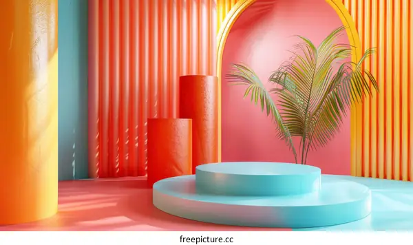Geometric 3D Shapes in Vibrant Interior Design