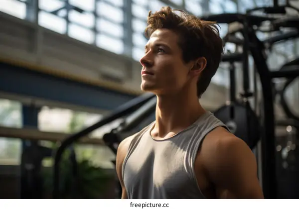 Portrait of a Determined Young Man in a Gym