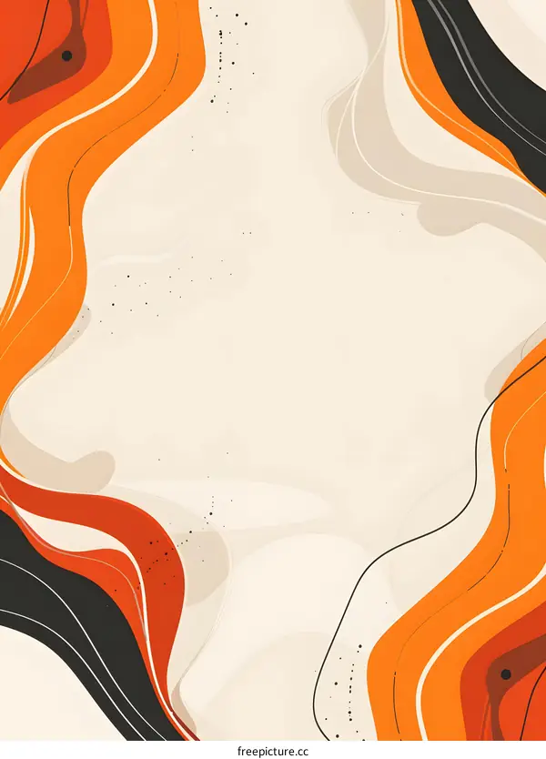 Abstract Orange Black and Cream Swirls Background