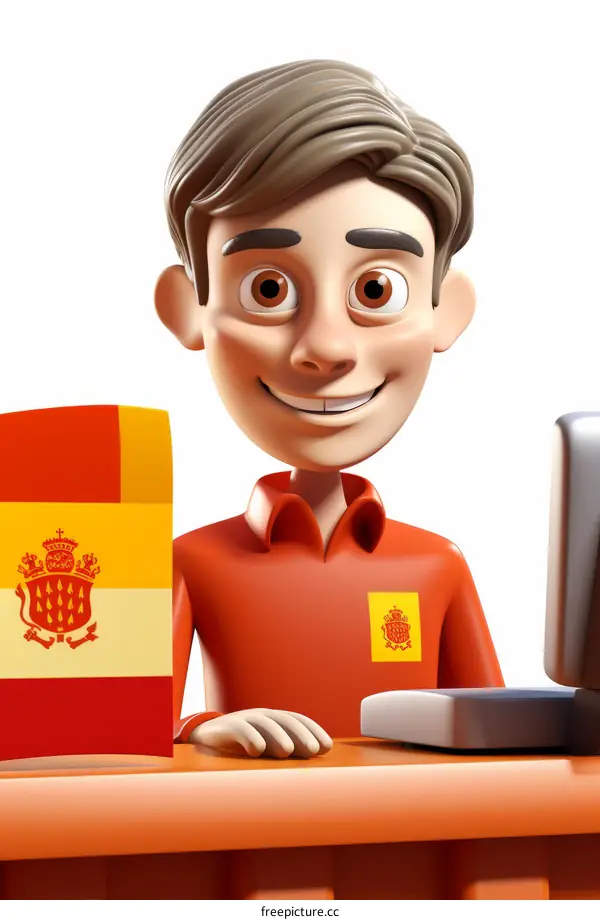 3D render of a Spanish male customer service representative wearing headset