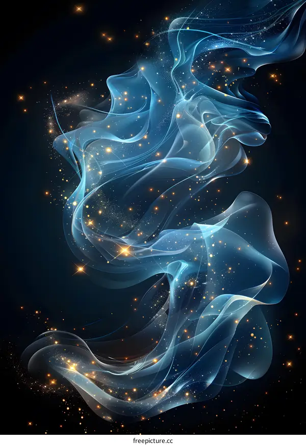 Blue and gold abstract smoke