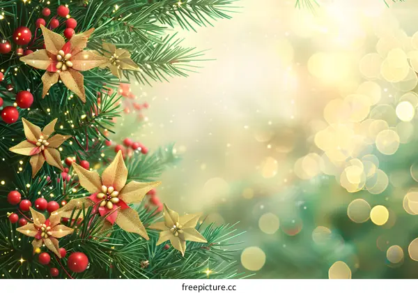 Christmas Tree with Red and Gold Ornaments