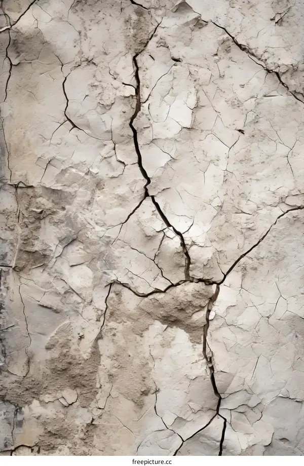 Cracked White Rough Plaster Wall Texture Background