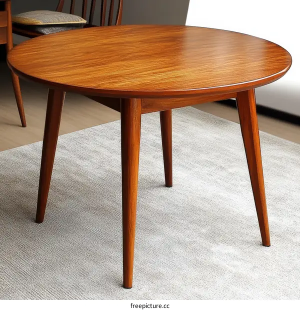 Mid-Century Modern Round Wood Dining Table