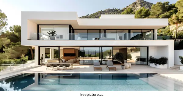 Modern White Villa with Swimming Pool and Stunning View