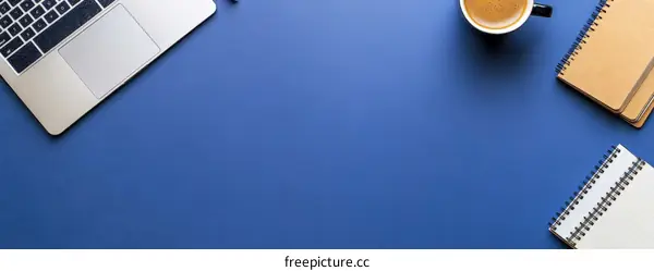 Modern Workplace Workspace Laptop Coffee Cup Notepads