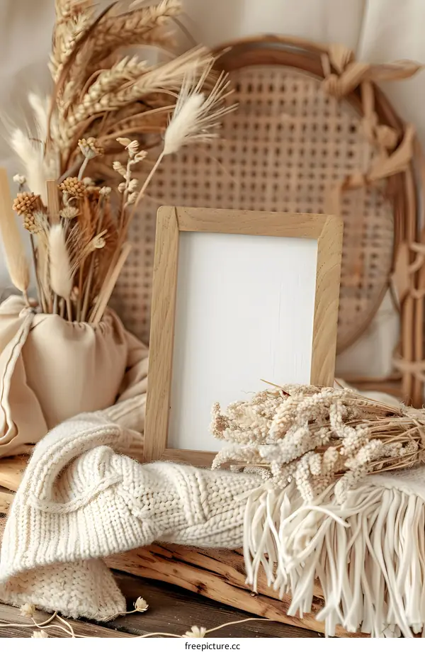 Blank Frame Mockup with Beige and Brown Elements