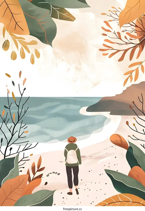 Autumn Leaves And Ocean View