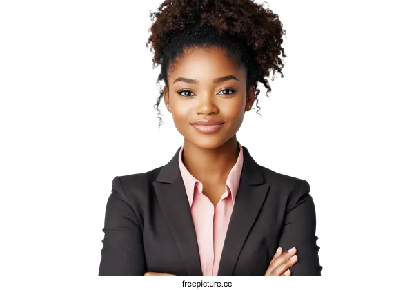 [Transparent Background PNG]Confident African American Professional Woman
