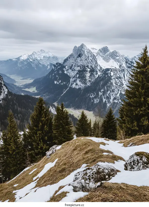 Snowy Mountain Peaks Landscape View