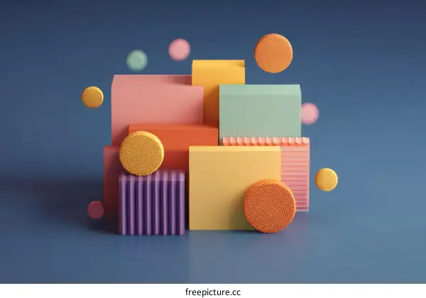 Abstract Geometric Shapes Composition in Pastel Colors