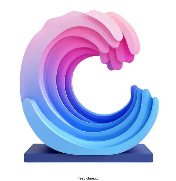 [Transparent Background PNG]Abstract Colorful Wave Sculpture