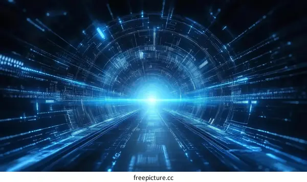 Digital Tunnel Futuristic Technology Pathway