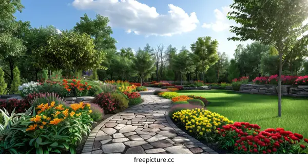 A Stone Pathway through the Garden