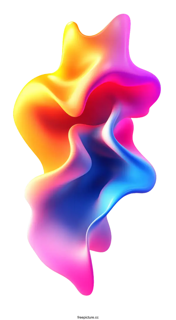 [Transparent Background PNG]Abstract Colorful Liquid Forms Design