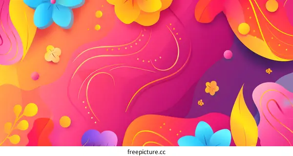 Colorful Abstract Background with Flowers and Leaves