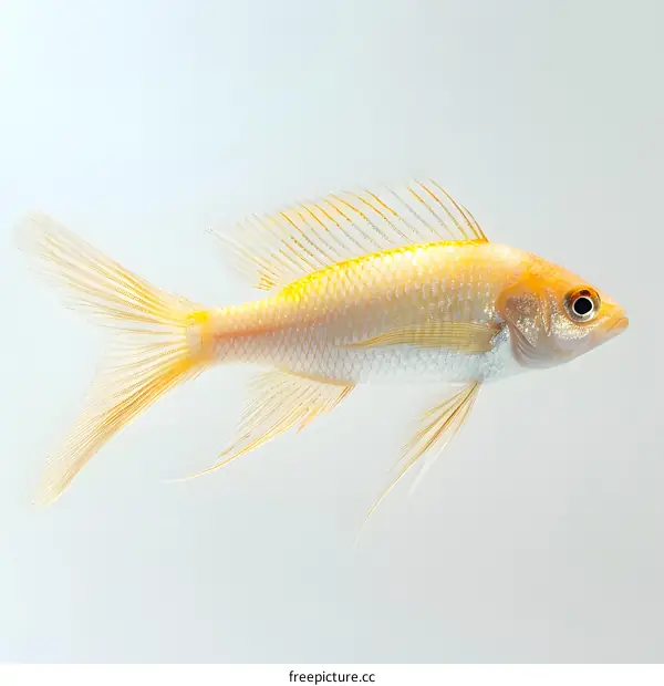 Golden Fish on White Background