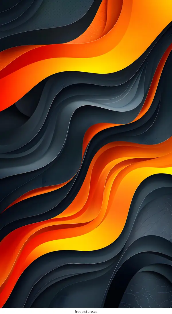 Abstract Background with Orange and Black Waves