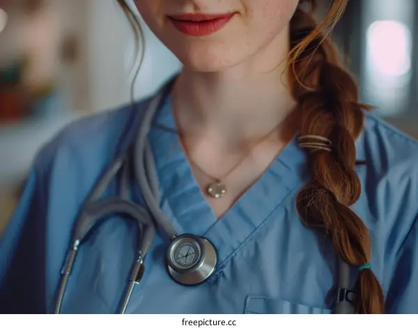 Smiling Female Doctor with Stethoscope in Hospital
