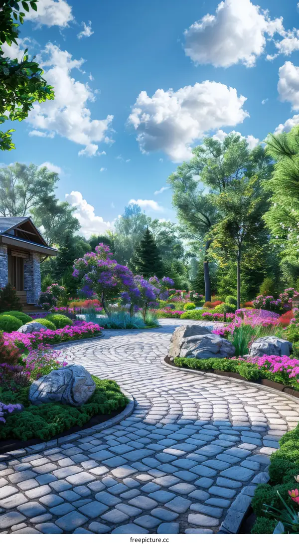Harmony's Haven: Garden Path Blending Nature and Architecture