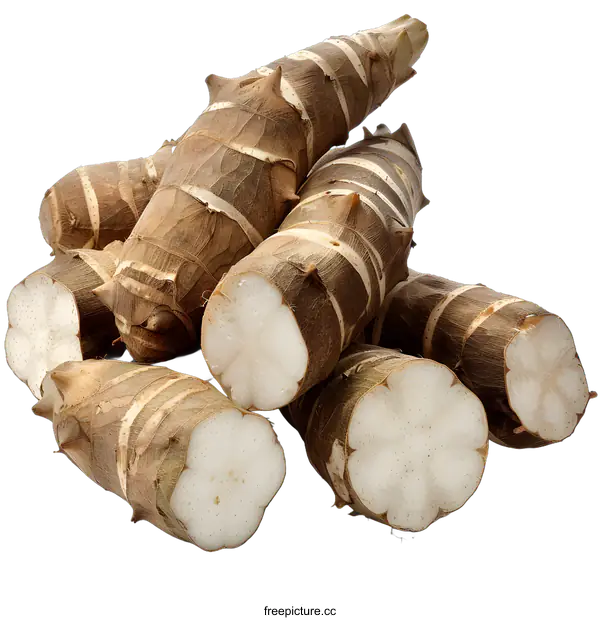 [Transparent Background PNG]Fresh Taro Roots on White Background