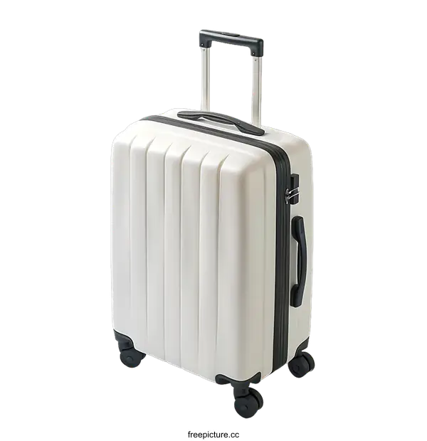 [Transparent Background PNG]White Suitcase with Black Trim