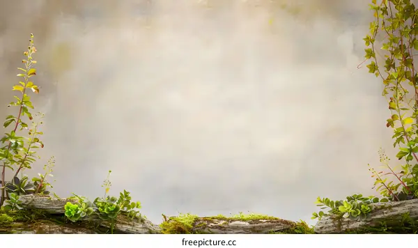 Green Plants Frame With Beige Background