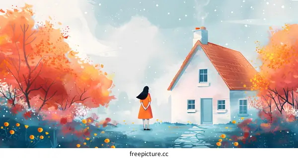 girl standing in front of a house