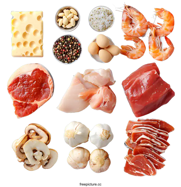 [Transparent Background PNG]Different Types of Meat and Ingredients for Cooking