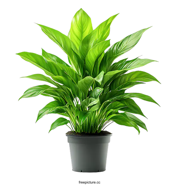 [Transparent Background PNG]Peace Lily Plant in Pot Isolated on White Background