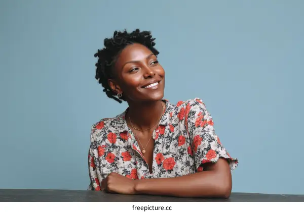 Smiling African Woman Portrait Studio Shot