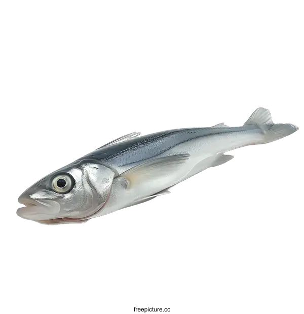 [Transparent Background PNG]A close-up of a silver fish on a white background
