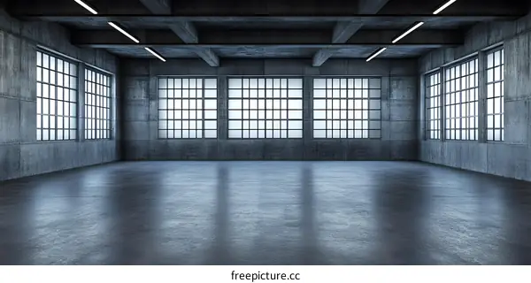 Empty Industrial Loft Space With Windows
