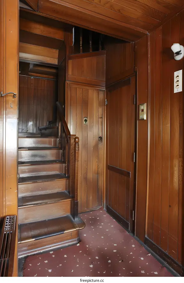 Wooden Staircase and Doors in a Vintage House